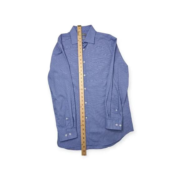 Michael KORS Mens Sz L Blue Long Sleeve Button Up Slim fit Stretch Dress Shirt - Picture 12 of 13